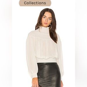 Smocked Tie Back Blouse in Off White from revolve